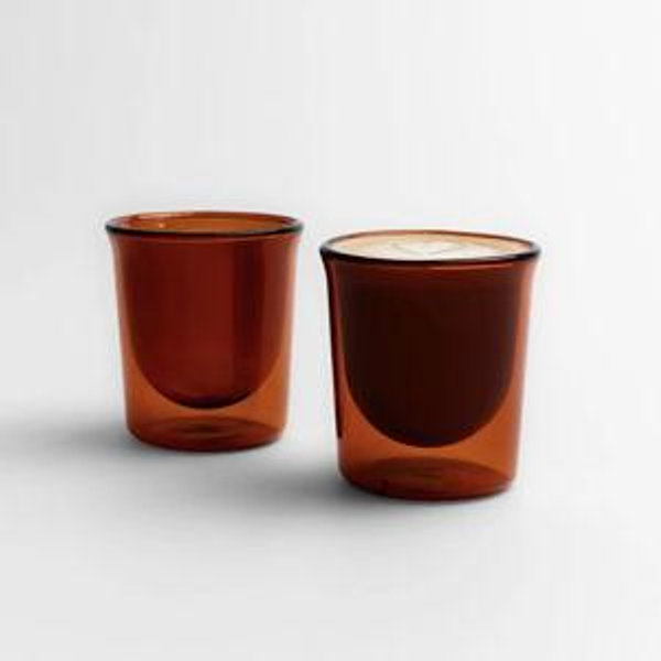 FLUR Cortado Glasses | Double-Walled Borosilicate Cups in Amber (red)