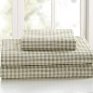 Laurel & Mayfair Gingham Print Sheet Set in Green - Queen Size