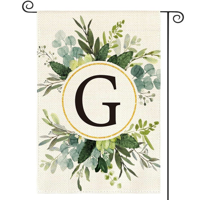 AVOIN colorlife Monogram Letter G Floral Garden Flag 12x18 Inch Double Sided Outside, Family Last Name Initial Yard Outdoor Decoration