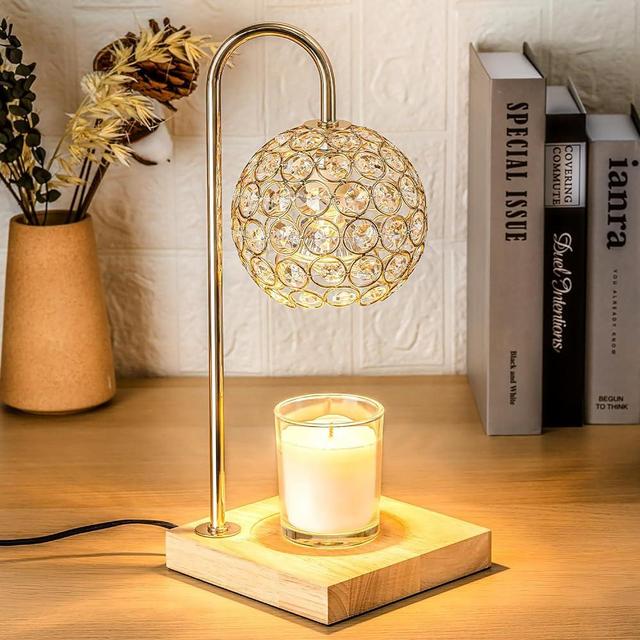 Marycele Candle Warmer Lamp with Timer, Home Decor Gifts for Mom, Gold Diamond Lamp with 2 Bulbs, Western Thanksgiving Decorations Bedroom Accessories, Christmas Wax Warmer Lamp, Round Diamond