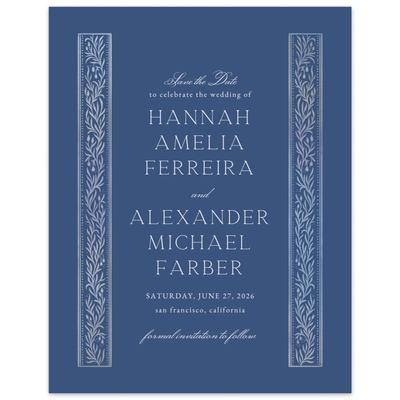 Dark Cobalt, Blue Wedding Digital Save the Date - Viridian Portrait
