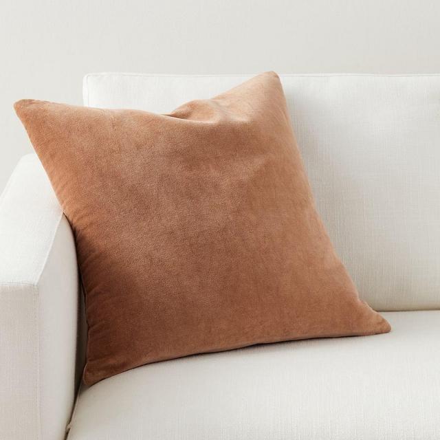 Everywhere Velvet Pillow Cover, 20 x 20", Cognac