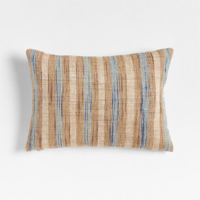 Riviera Stripe 24"x16" Pale Blue Throw Pillow with Down-Alternative Insert