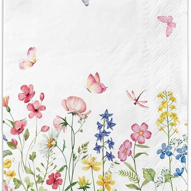 100 Wildflower Flower Napkins Disposable Bathroom Paper Hand Towels Napkins Disposable Decorative for Bathroom, Toilet, Wedding, Baby Shower, Birthday, Bridal Party Decor