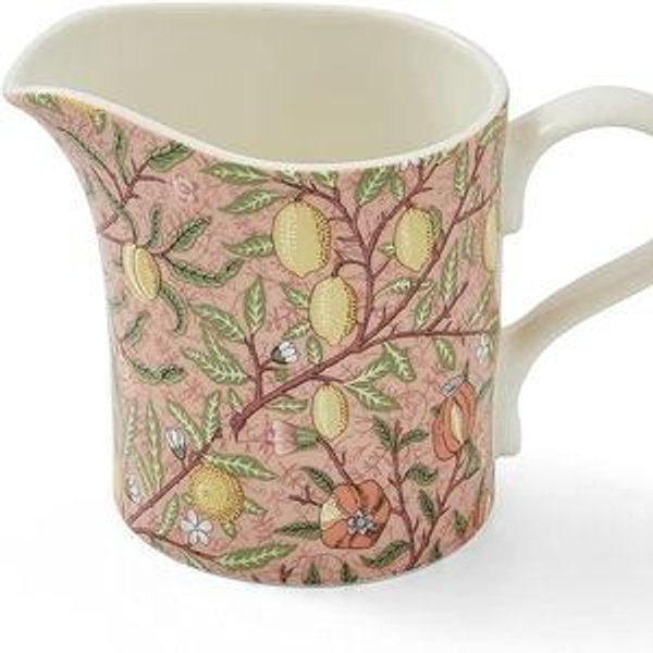 Morris & Co. 10oz Decorative Pitcher - Pomegranate Fruit Earthenware Jug for Milk, Cream (3.9" x 5.4") - Beautiful Kitchen & Tabletop Serving Pitcher - Dishwasher & Microwave Safe