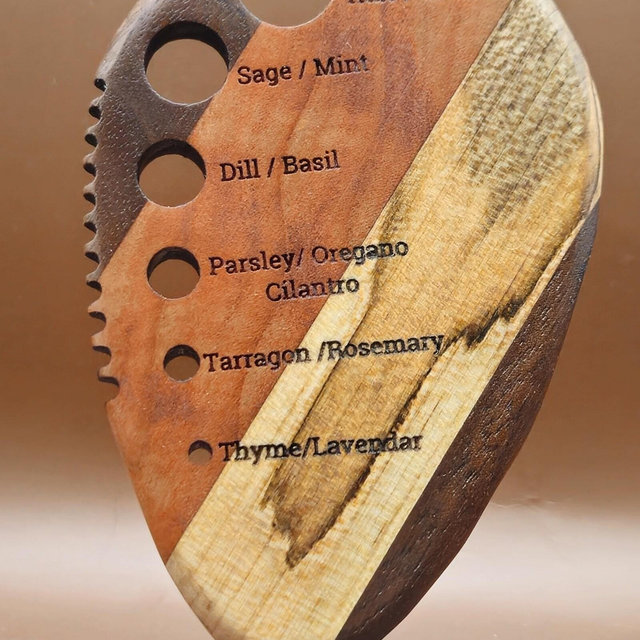 Hardwood Herb Stripper Tool – Maple, Cherry & Walnut – Handcrafted Kitchen Gadget