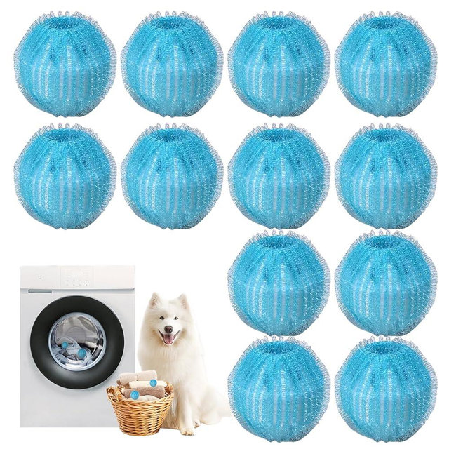12 PCS Pet Hair Remover for Laundry, Reusable Dog Hair Remover for Laundry, Laundry Pet Hair Catcher for Clothes, Bedding, That Won’t Damage Your Clothes
