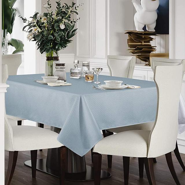 JUCFHY Jacquard Rectangle Table Cloth Oil-Proof Spill-Proof and Water Resistance Tablecloth,Decorative Fabric Table Cover for Outdoor and Indoor,60 x 84 Inch,Shadow Blue