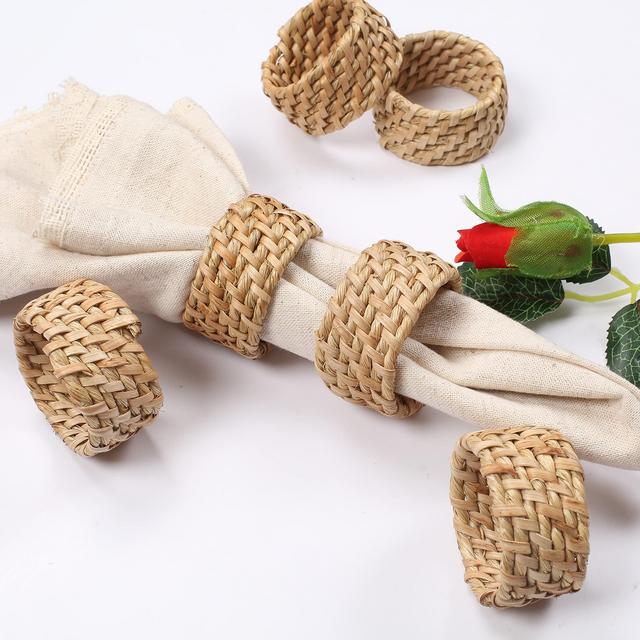 Rattan Napkin Rings Set of 12, Napkin Ring Holder for Thanksgiving, Christmas, Party Decoration, Dinning Table, Everyday Gatherings, Napkin Rings Bulk