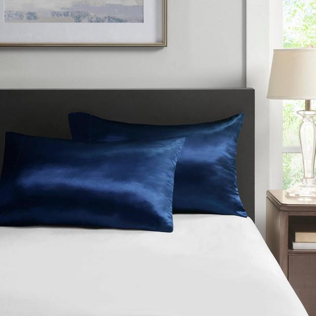 Standard Satin Pillowcase Set Navy
