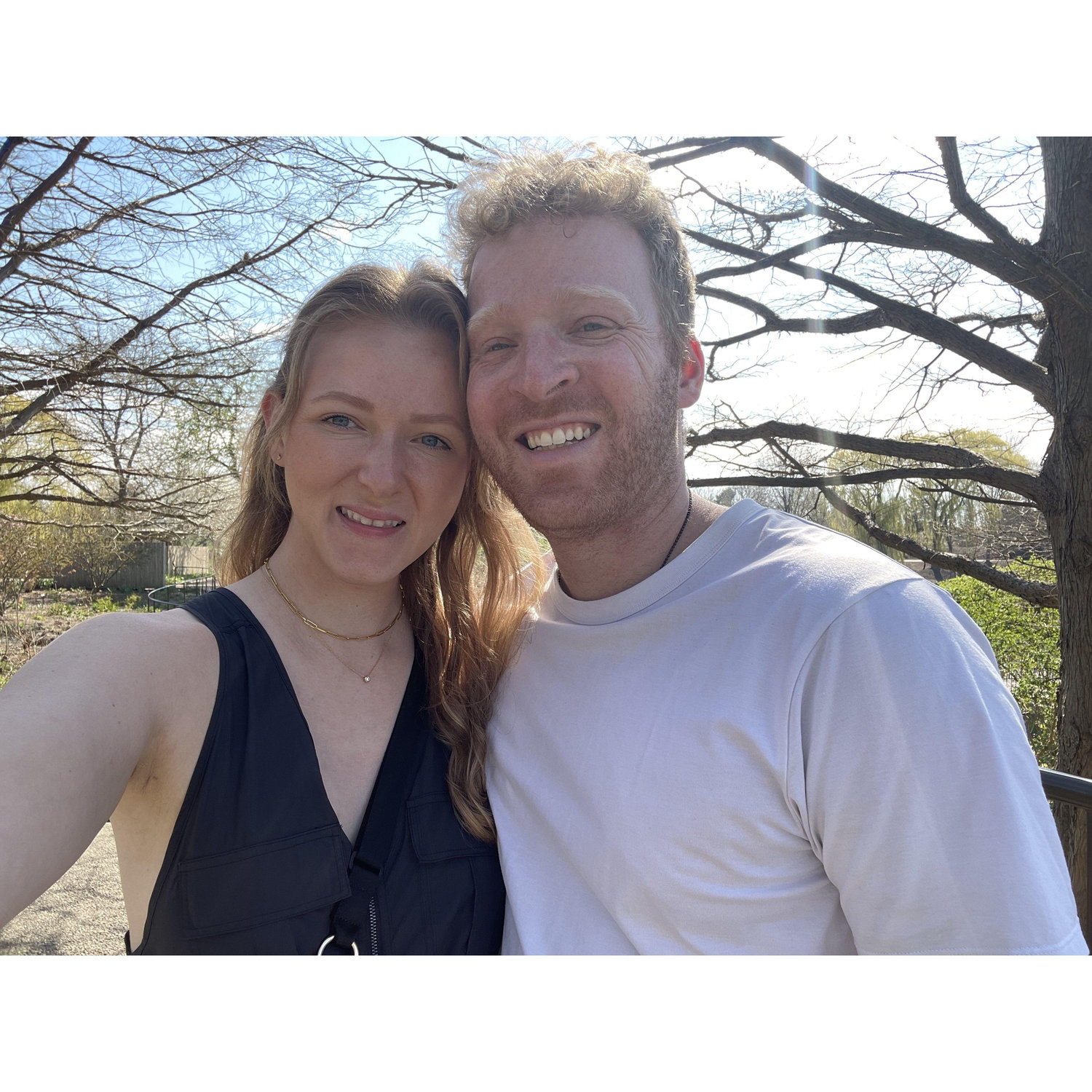 A date day enjoying one of the first nice spring days at the Chicago Botanical Garden