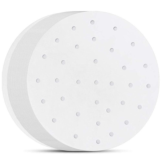 10 Inch Air Fryer Liners, Set of 200, Bamboo Steamer Liners/Dumpling Steamer Paper/Perforated Air Fryer Parchment Paper Sheet for Airfryer, Steaming Basket and More
