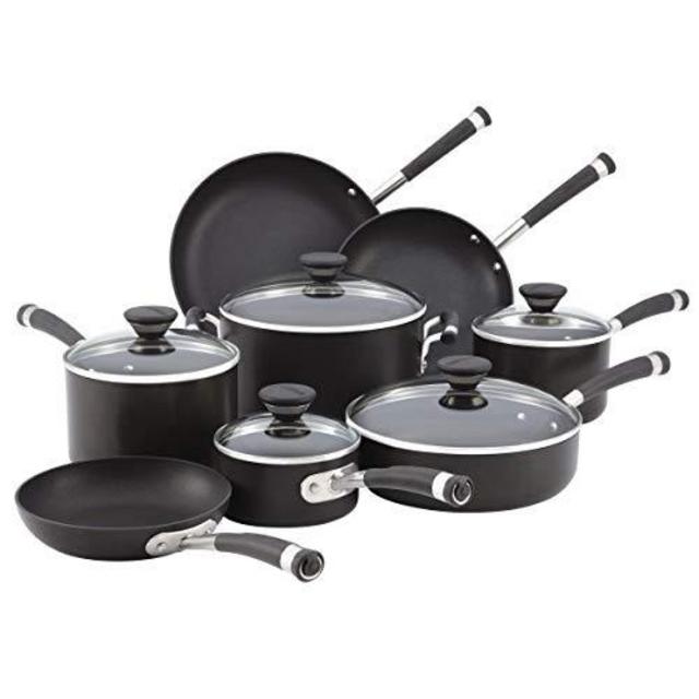 Circulon 83465 Acclaim Hard Anodized Nonstick Cookware Pots and Pans Set, 13 Piece, Black