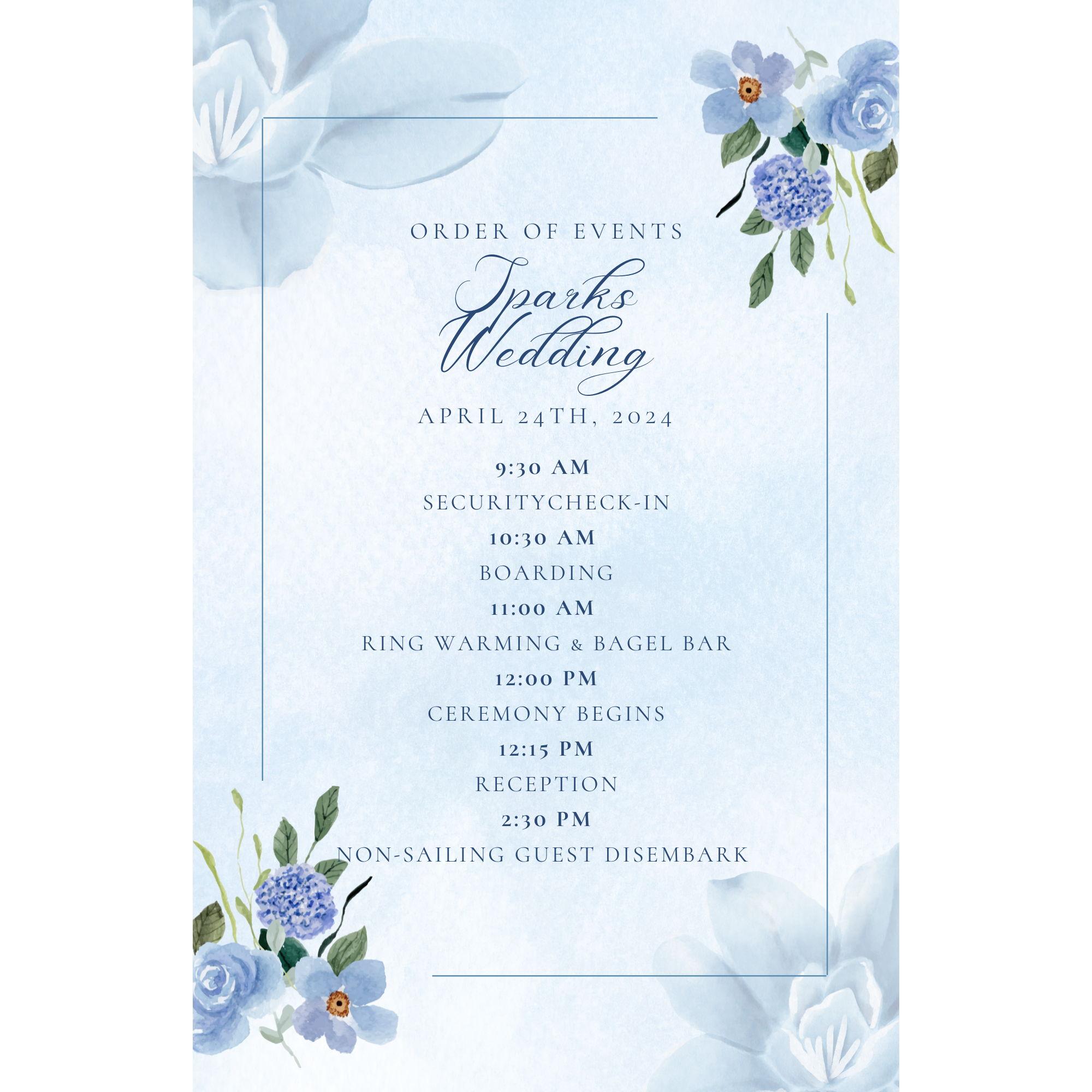 WEDDING DAY ORDER OF EVENTS