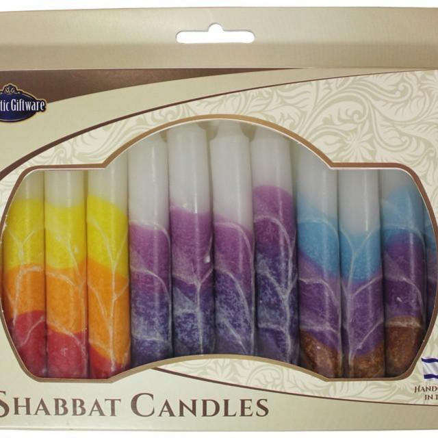 Mixed Shabbat Candles by Safed Candles 12 Pack