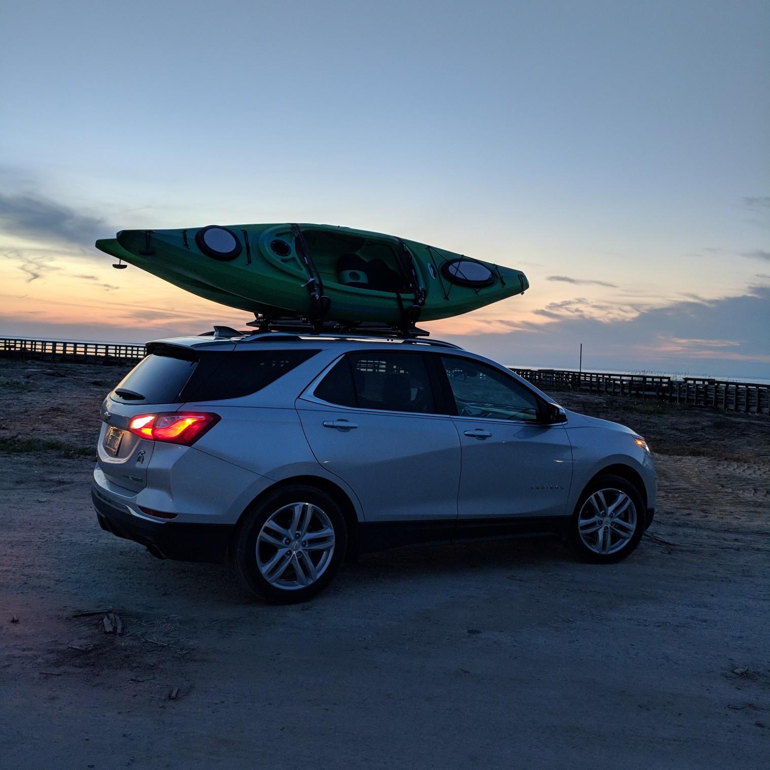 Just before our first trip out on our new kayaks!