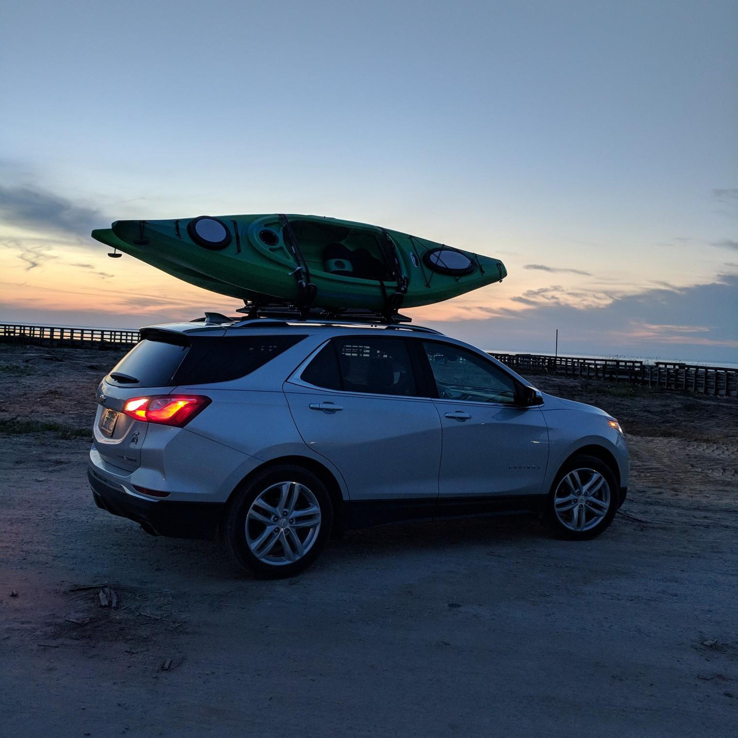 Just before our first trip out on our new kayaks!