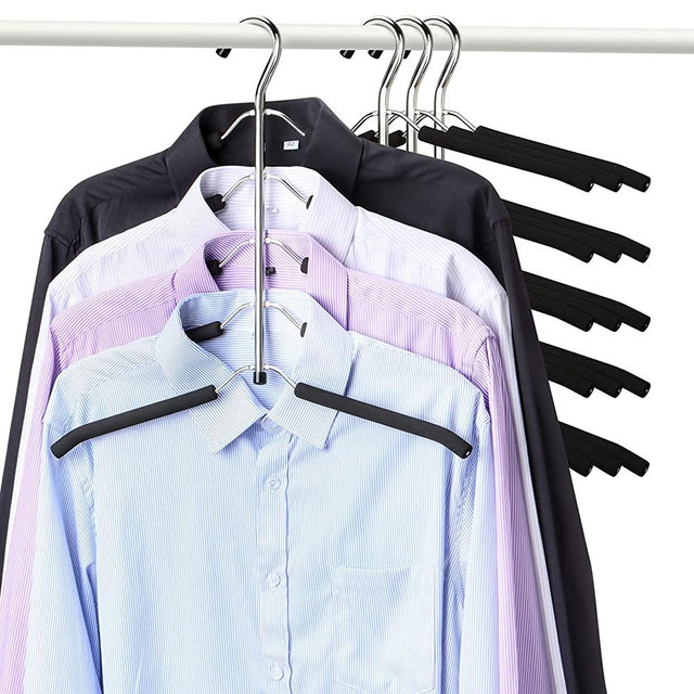 Hangers Space Saving Clothes Hanger 4 Pack Swing Arm Non Slip Padded Coat Hanger 5 Layers Heavy Duty Stainless Steel Sweater Shirt Hanger Closet Storage Organizer