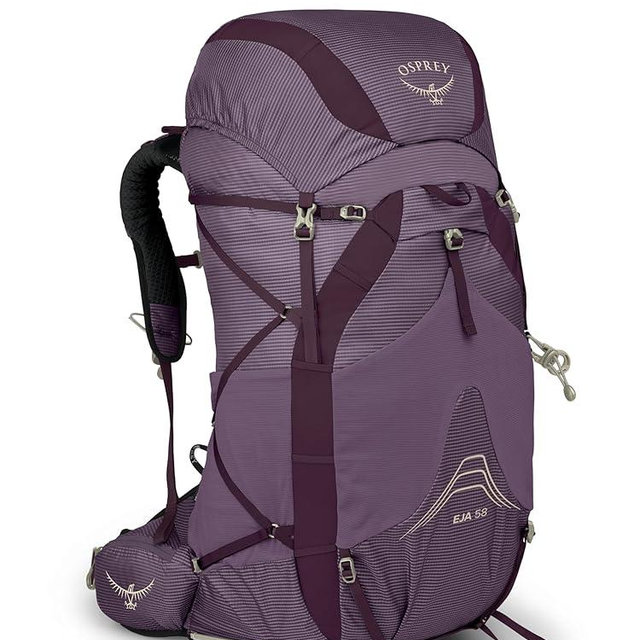 Osprey Eja 58L Women's Ultralight Backpacking Backpack, Purple Dusk, WXS/S