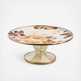 Wild Rose White Stainless Steel Pedestal Platter