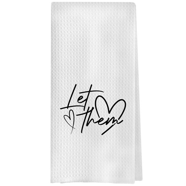 GCFET Let Them Kitchen Towels - Coworker Gifts Decorative Waffle Dish Towels, Mental Health Office Bathroom Decor, 16x24 Inch