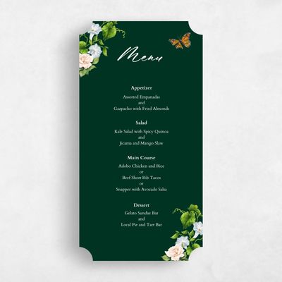Green Ticket Wedding Menu - Eterno