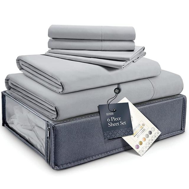BELADOR Silky Soft King Sheet Set - Luxury 4 Piece Bed Sheets for King Size Bed, Secure-Fit Deep Pocket Sheets with Elastic, Breathable Hotel Sheets and Pillowcase Set, Wrinkle Free Oeko-Tex Sheets