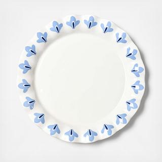 French Blue Sprout Trim Ruffle Round Platter