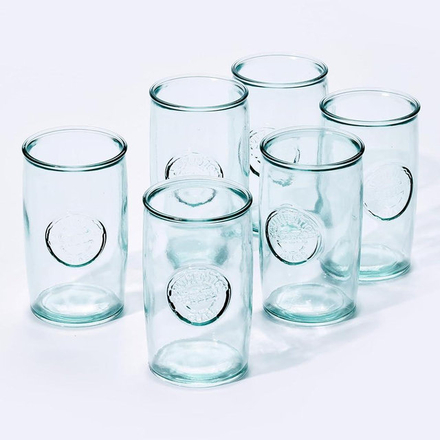 DESIGNED BY VSM Vidrios San Miguel, 15 Oz, Highball Glasses, Made Of 100% Recycled Glass, (Set Of 6), Authentic Embossed Drinking Glasses, Dishwasher-Safe, Made In Spain