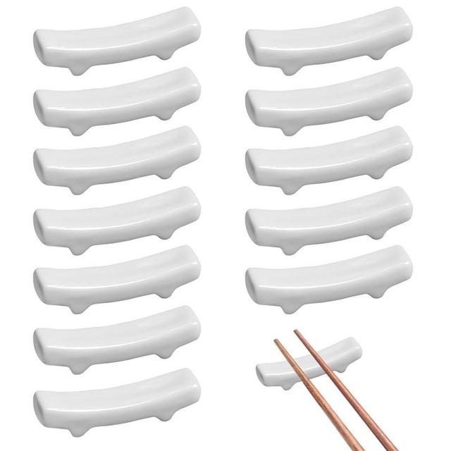 12 Pcs Chopstick Holder, White Ceramic Chopstick Rest, Porcelain Chinese Chopsticks Holder for Chinese Food, Home, Hotel, Resta Countertop Ornaments