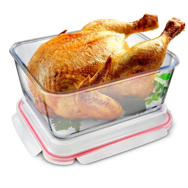 Stock Your Home 28 Cup Extra Large Rectangular Glass Food Storage Container with Lid, Modern Style, Airtight, Leak Proof, Microwave, Oven