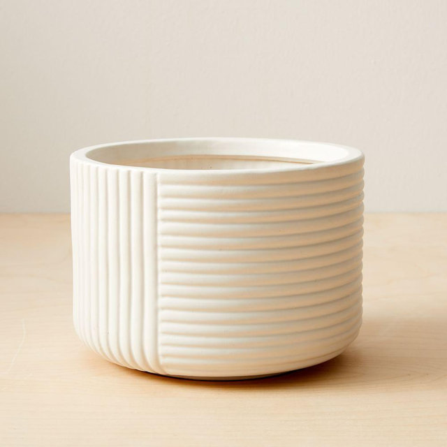 Cecilia Indoor/Outdoor Tabletop Planters, Small, White, Earthenware