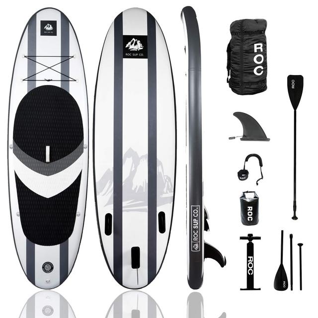 Roc Inflatable Stand Up Paddle Board with Premium sup Accessories Backpack, Non-Slip Deck, Waterproof Bag, Leash, Paddle and Hand Pump.