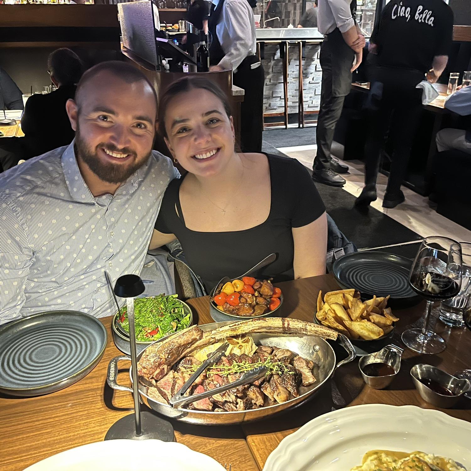 Olivia and John’s first Tomahawk Steak.