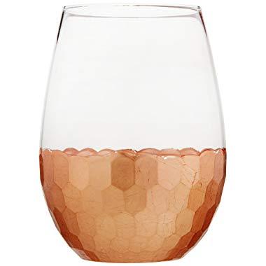 Fitz and Floyd 229532-ST Daphne Stem less Glasses (Set of 4 ), Copper