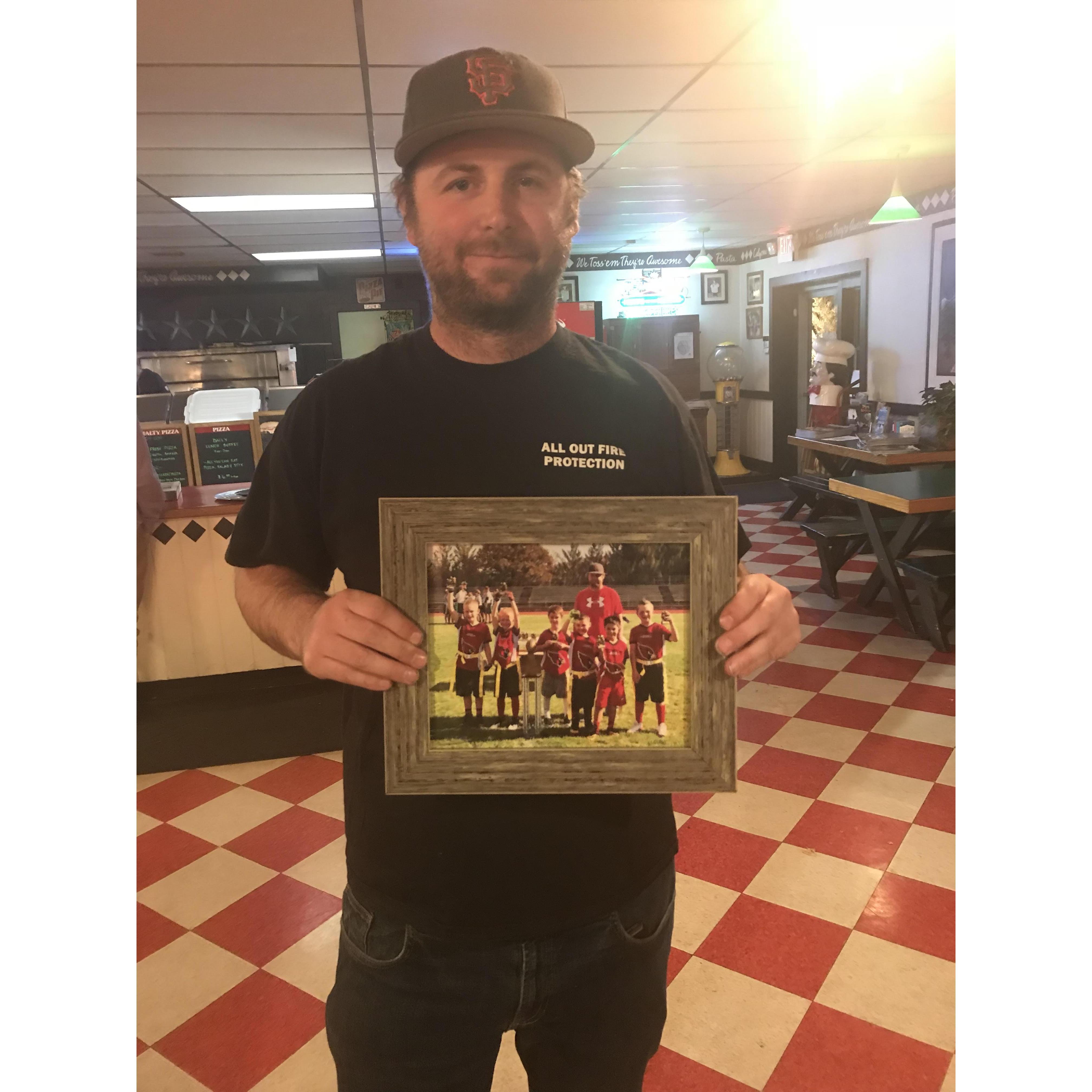 Liam's football coach for the last four years!