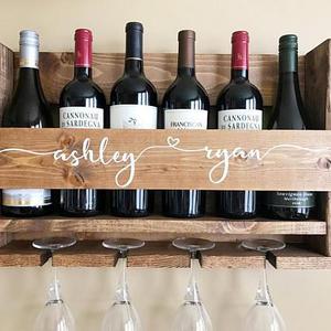 Wedding Gift Wine Rack | Wall Mounted Wine Rack | Personalized Wine Rack | Rustic Wine Rack | Wine Glass Rack | Handmade Wine Rack | Gift