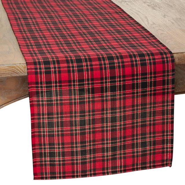 16" X 72" Plaid Design Runner Red - Saro Lifestyle