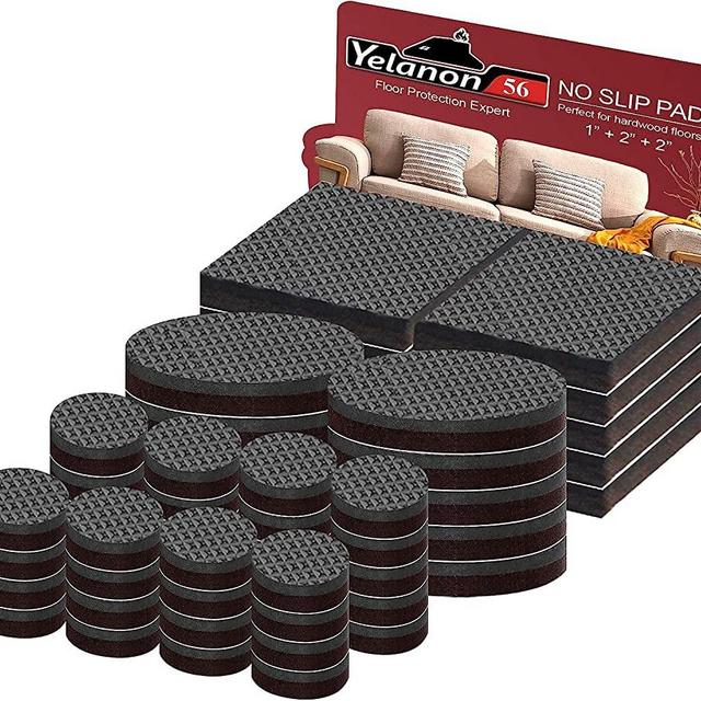 Non Slip Furniture Pads - 56 pcs（1+2）” Furniture Grippers, Non Skid for Furniture Legs,Self Adhesive Rubber Feet Furniture Feet, Anti Slide Furniture Hardwood Floor Protector for Keep Couch Stoppers