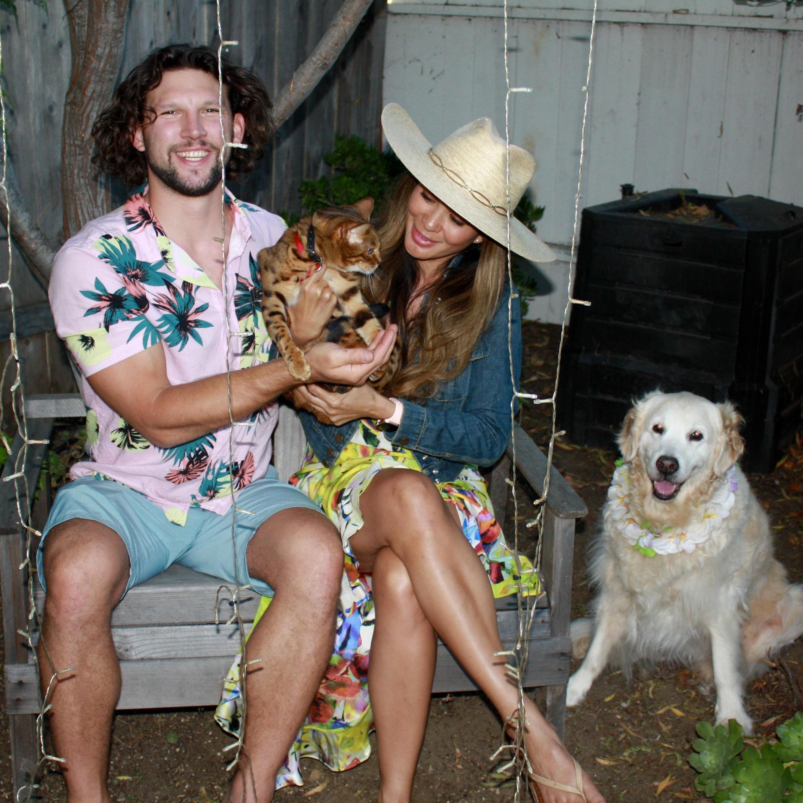 Trying to get a good family photo in our backyard.