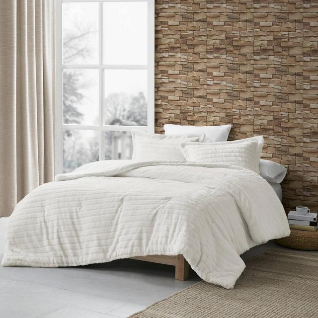 3pc Full/Queen Eve Faux Fur Comforter & Sham Set Ivory