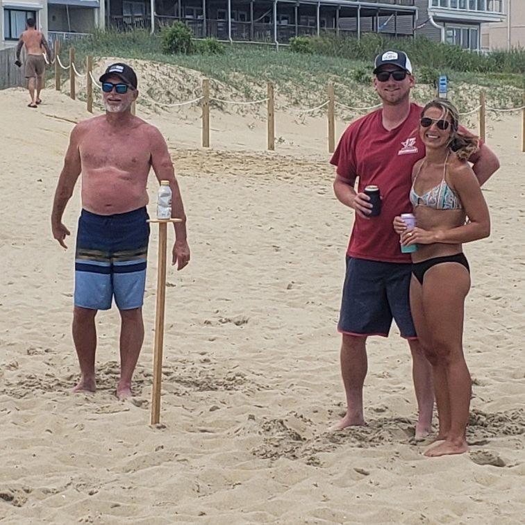 First Surgeoner family beach trip - Steven bruised Nikki's hand and she has not played since this trip...