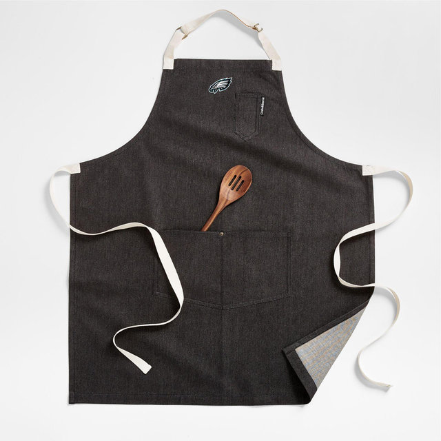 NFL Philadelphia Eagles Black Organic Cotton Kitchen Apron with Pockets