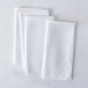 White Fringed Linen Napkins (Set of 4)