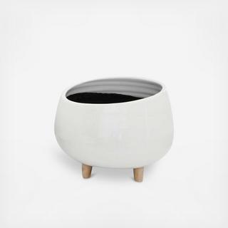 Pure Ceramic Planter with Wood Feet