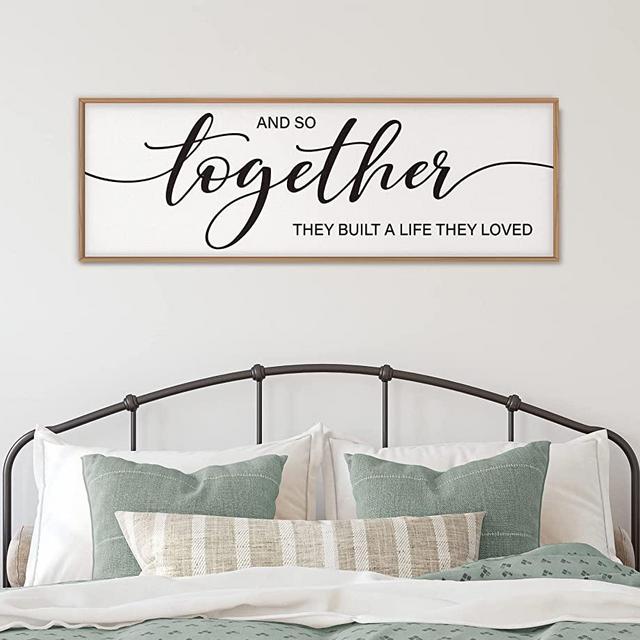 GraceView And So Together They Built A Life They Loved Wall Decor - 42”X15” And So Together They Built A Life They Loved Framed Wall Decor for Bedroom Wall Decor Above Bed for bedroom Aesthetic And Minimalist Wall Art Canvas (Wood)