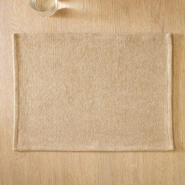 Textured Canvas Table Linens Placemat Light Oak Cotton Canvas 14x19 Set of 4