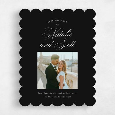 Black Scalloped Wedding Save the Date - Marvis Photo