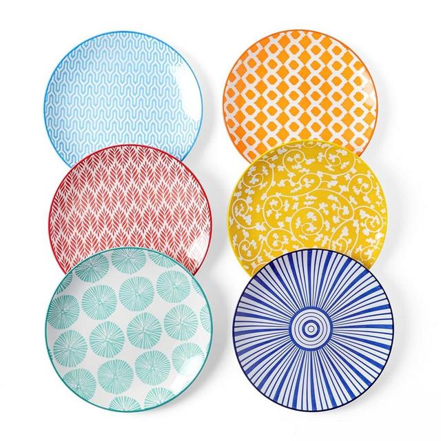 Selamica Ceramic Dessert Plates Set of 6, Small Salad Plates 6 Inch Appetizer Plates for Kitchen, Mini Dinner Plates for Cake Snacks Side Dish, Microwave Dishwasher Safe, Gift, Assorted Colors