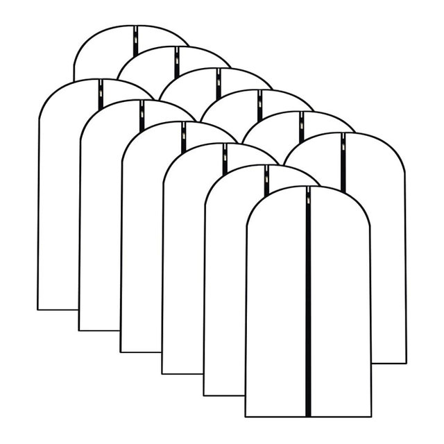 Garment Bags for Hanging Clothes 12 PCS Transparent Waterproof Dustproof Storage for Wardrobe Storage Suit Covers for Closet Cloth Cover Washable Clear Reuse Full Zipper for Suits Gowns 24''x40''